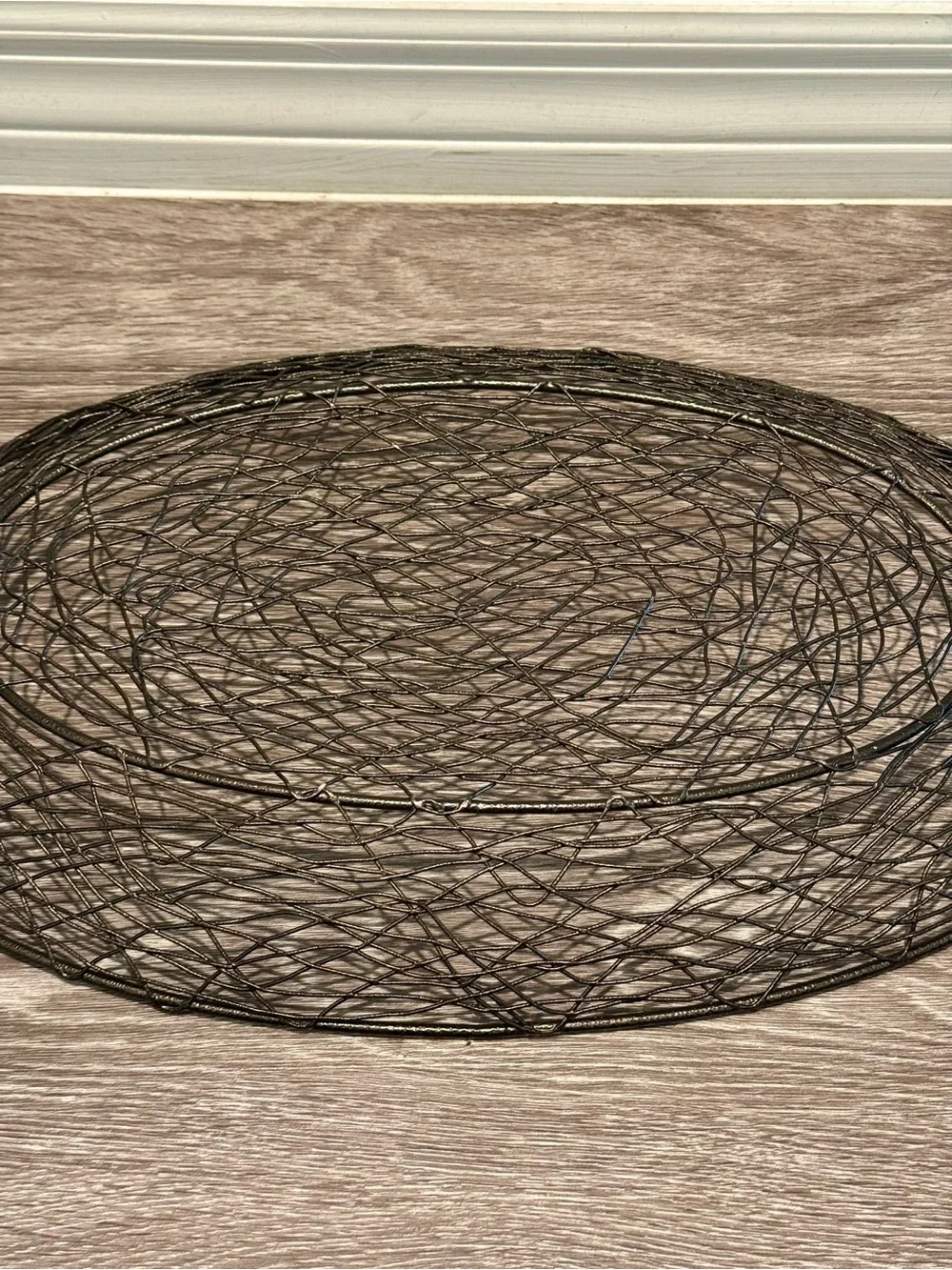 Pier 1 Brownish Bronze Oval Metal Tray. Features birds nest design.